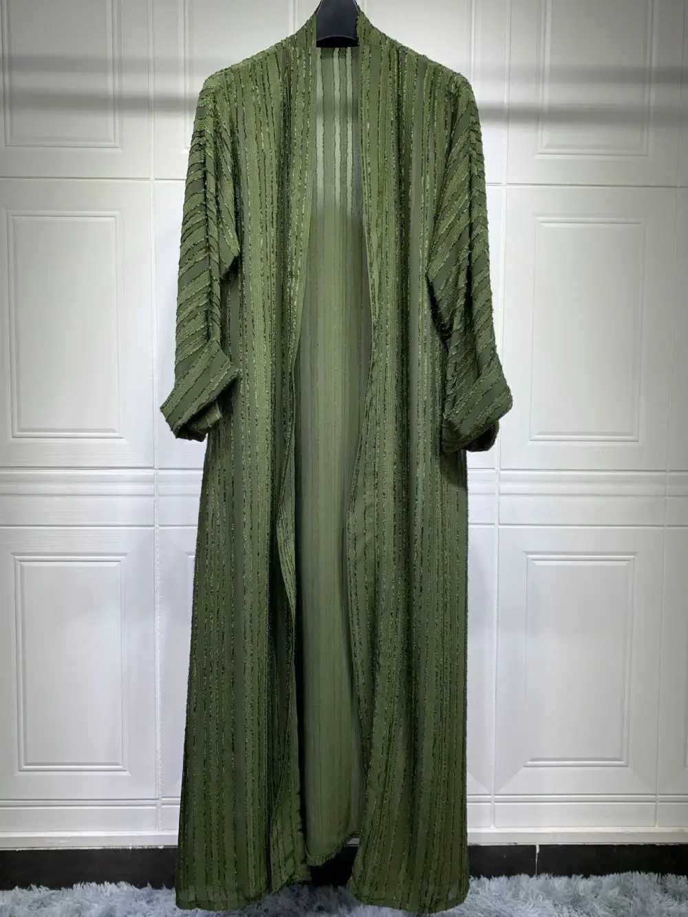 2024 New Fashion Muslim Kimono Abaya Solid Striped Retro Ethnic Cardigan Robe Dubai Middle Eastern Saudi Arabia Eid Clothes X250514
