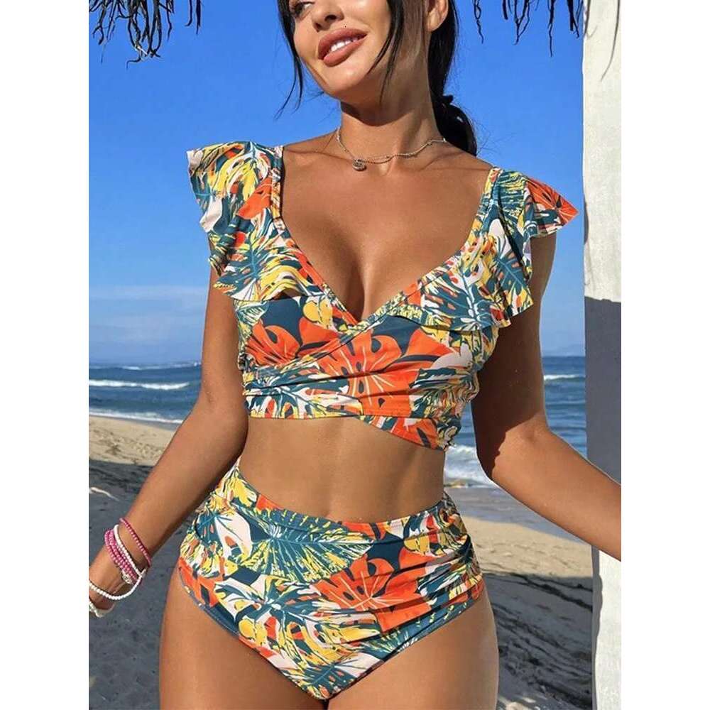 New Women Print Summer Push Up Swimwear High Waist Bikini Set Bathing Suit Beachwear Female Holiday Swimsuit Swimming