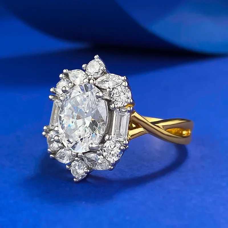 14K Gold Vintage Lab Diamond Ring 100% Real 925 Sterling Silver Party Wedding Band Rings for Women Engagement Jewelry GiftXJ250514