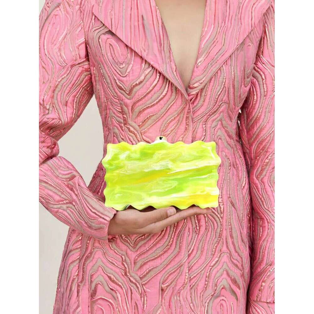European And American Marble Wave Shell Box Square Mobile Phone Hand Crossbody Small Versatile New Banquet Party Wedding Fashion Trendyy Color Pattern