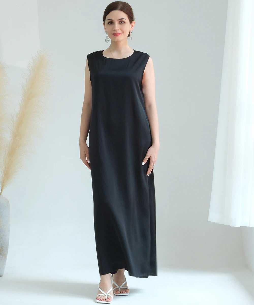 Women Slip Dress Inner Basic Slveless Maix Dress Satin Summer Causal Long Abaya Islamic Clothing X250514