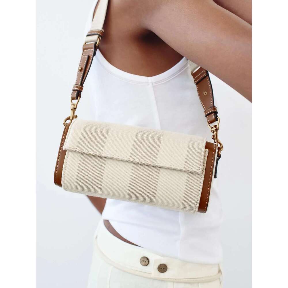 Wide Strap Women's Vintage Crossbody Bag Summer Tote Ladies Handbags One Shoulder Armpit Small Cylinder Bags For Femele