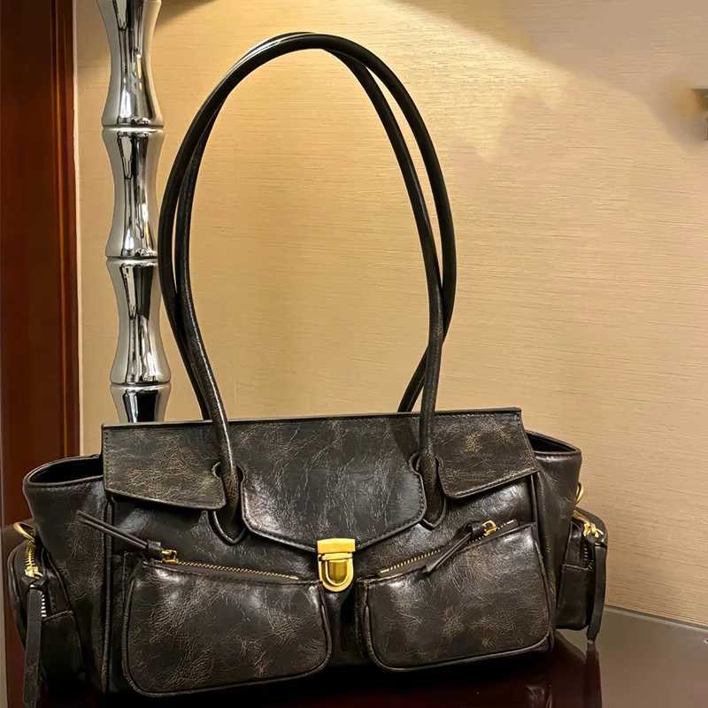 Luxury Designer Handbags Wen Vintage Underarm Bags Fi Handbags Wooden Pocket Motorcycle Bag Large Capacity Shoder Bag Z250514
