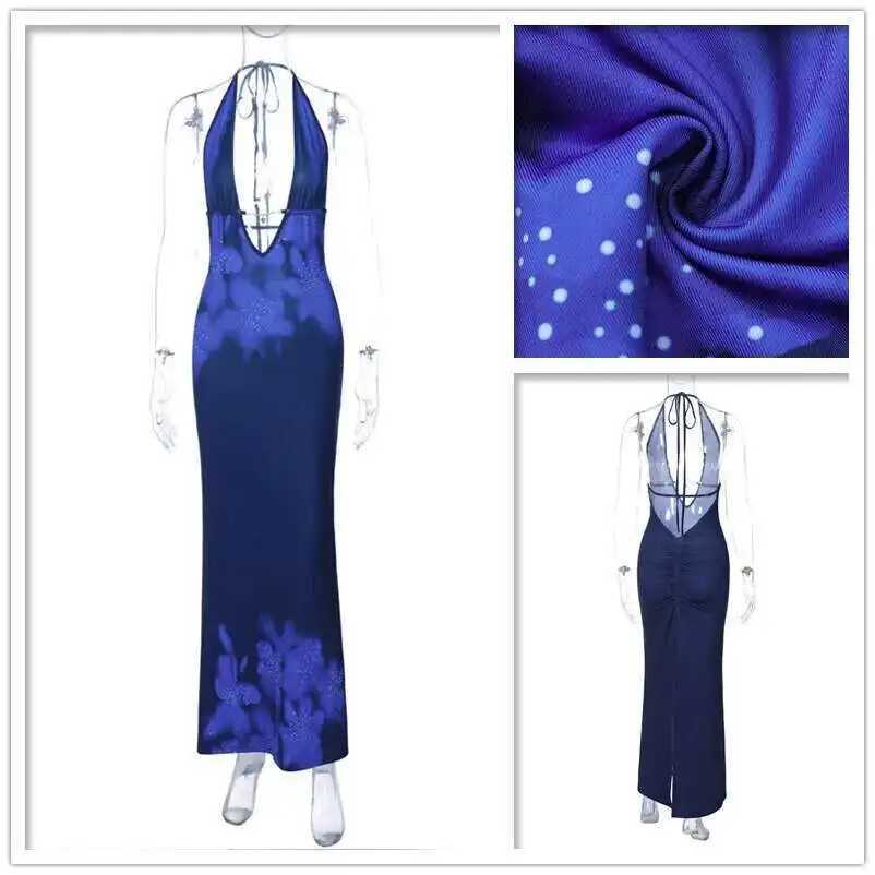 April Printed Deep V Party Sexy Dresses Backless Bandage Bodycon Elegant Evening Long Dress Women 2025 Summer Dress VestidosXJ250514