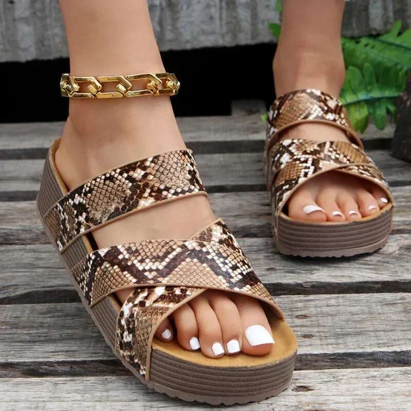 cork flat sandals, non-slip flats, Women's platform outdoor slippers, women sandals