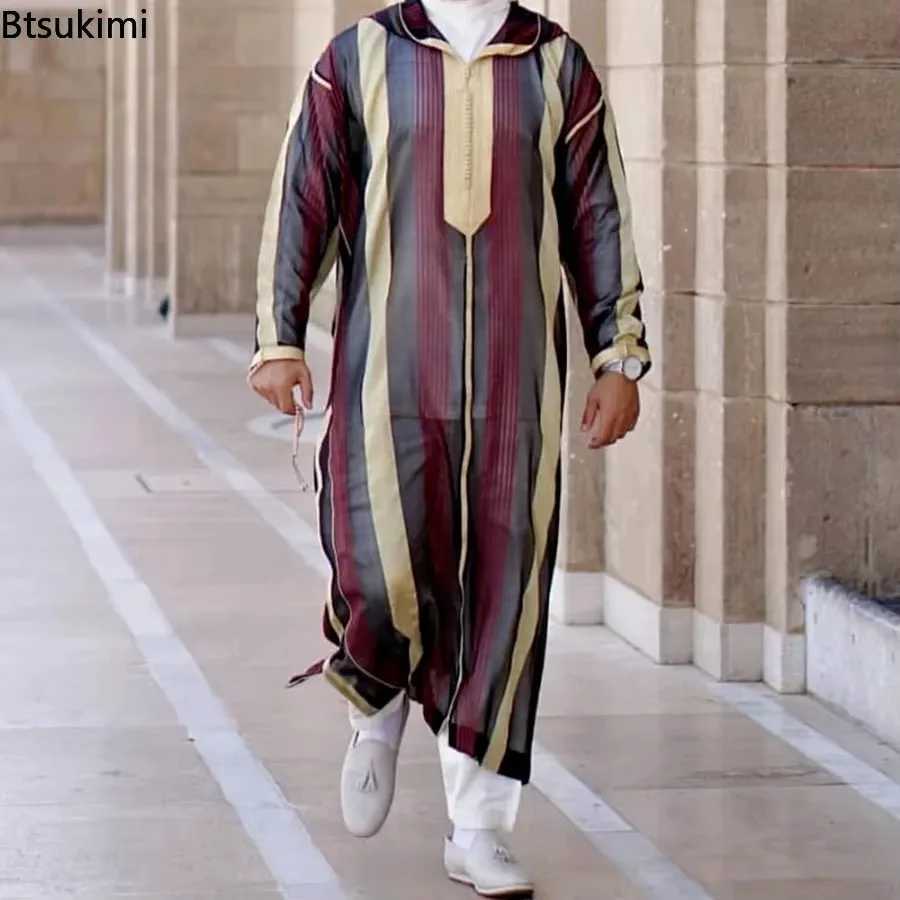 New 2025 Traditional Muslim Clothing Eid Middle East Jubba Thobe Men Thobe Arab Muslim Robes with Long Sleeves Gifts for Husband X250514