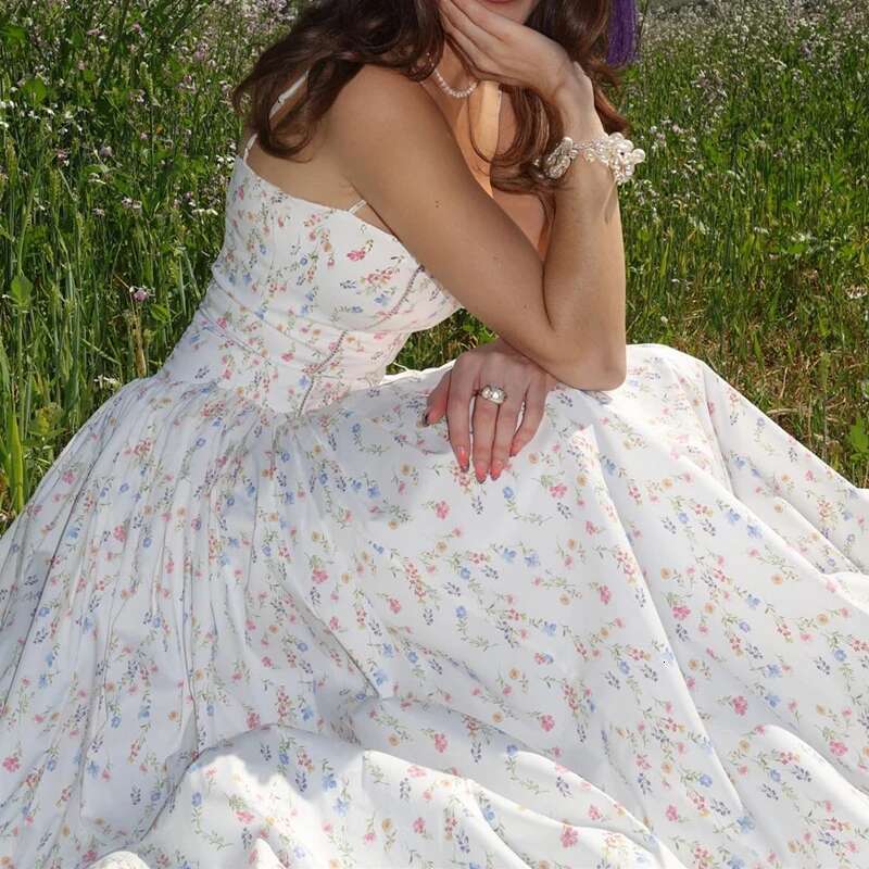 WhereMery Sexy Elegant Floral Print Long Dresses Y2K Off Shoulder Sleeveless Halter Maxi Dress 2025 Summer Casual Women Vestidos