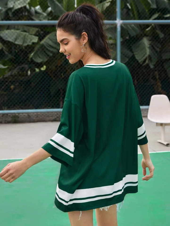 Japanese Selling Womens Short Sleeved Tshirt Casual Loose Fashionable Breathable Vneck Digital Printed Plus Size T shirt 250514