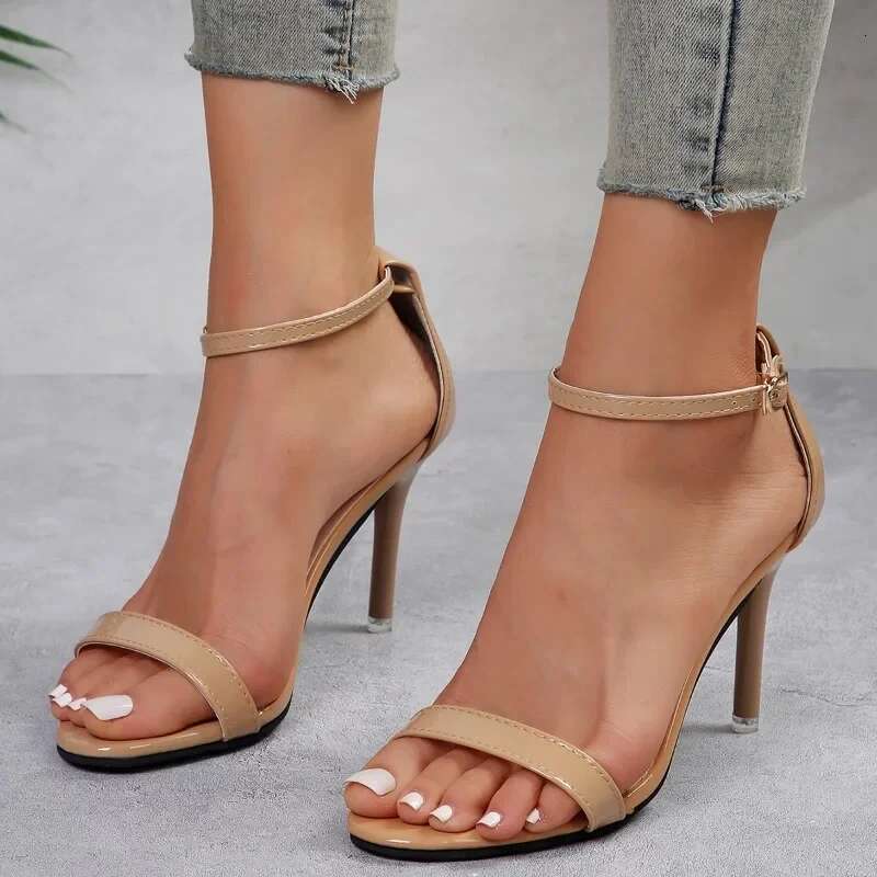 Summer Open Toe Solid Color Simple Elegant Fashion Sandals for Women New Sexy Pin Buckle Comfortable Banquet Party High Heels