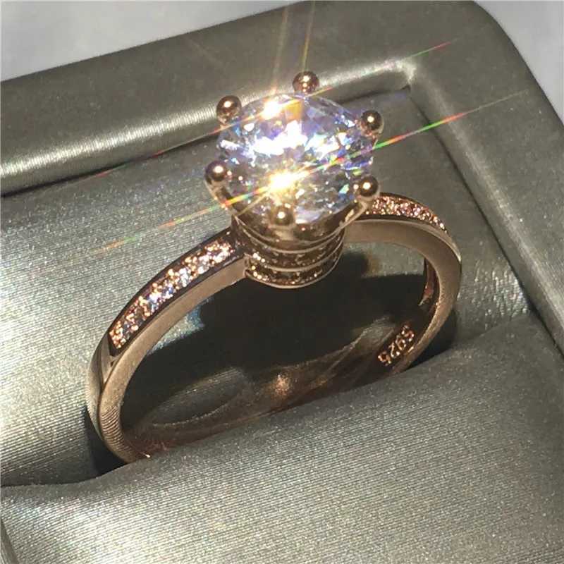18K Rose Gold Lab Diamond Ring Wedding Band Rings for Women Engagement Promise Party Jewelry GiftXJ250514