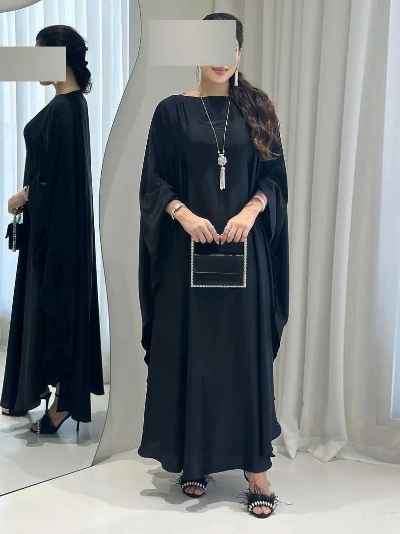 Eid Muslim Dress for Women Bat Slve Satin Jalabiya Abaya Morocco Party Dresses Ramadan Kaftan Islam Dubai Arab Long Robe 2024 X250514