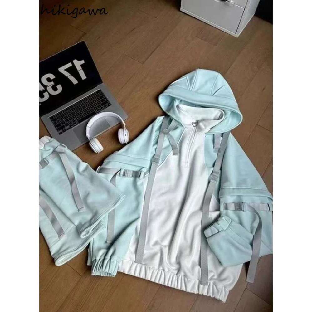 Japanese Oversized Hoodies Women 2025 Ropa Mujer Contrast Color Streetwear Chic Sweet Sweatshirts Hooded Casual Hoodie Y2k Tops Designer