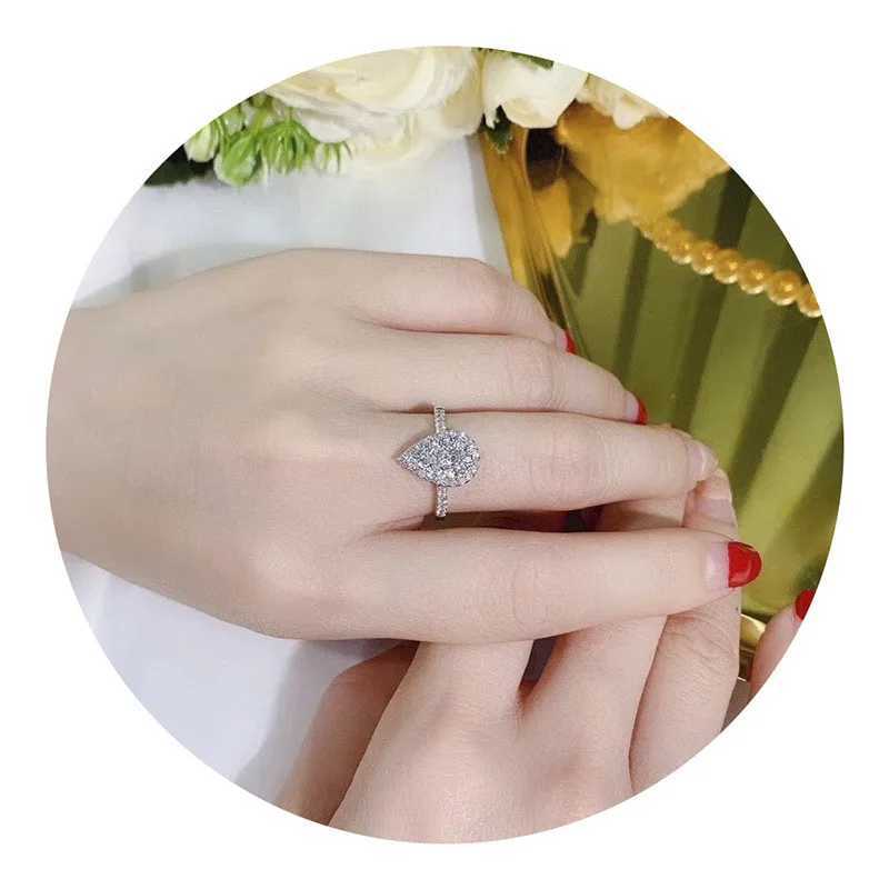925 Sterling Silver New Womens Ring Jewelry Teardrop Zircon CZ Stone Engagement Wedding Ring for womenXJ250514