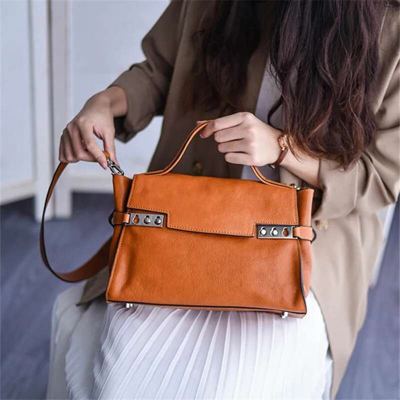 Designers Handmade High Quality Genuine Women's Handbag Fashion Casual Daily Party Cow Leather Female Shoulder Bag