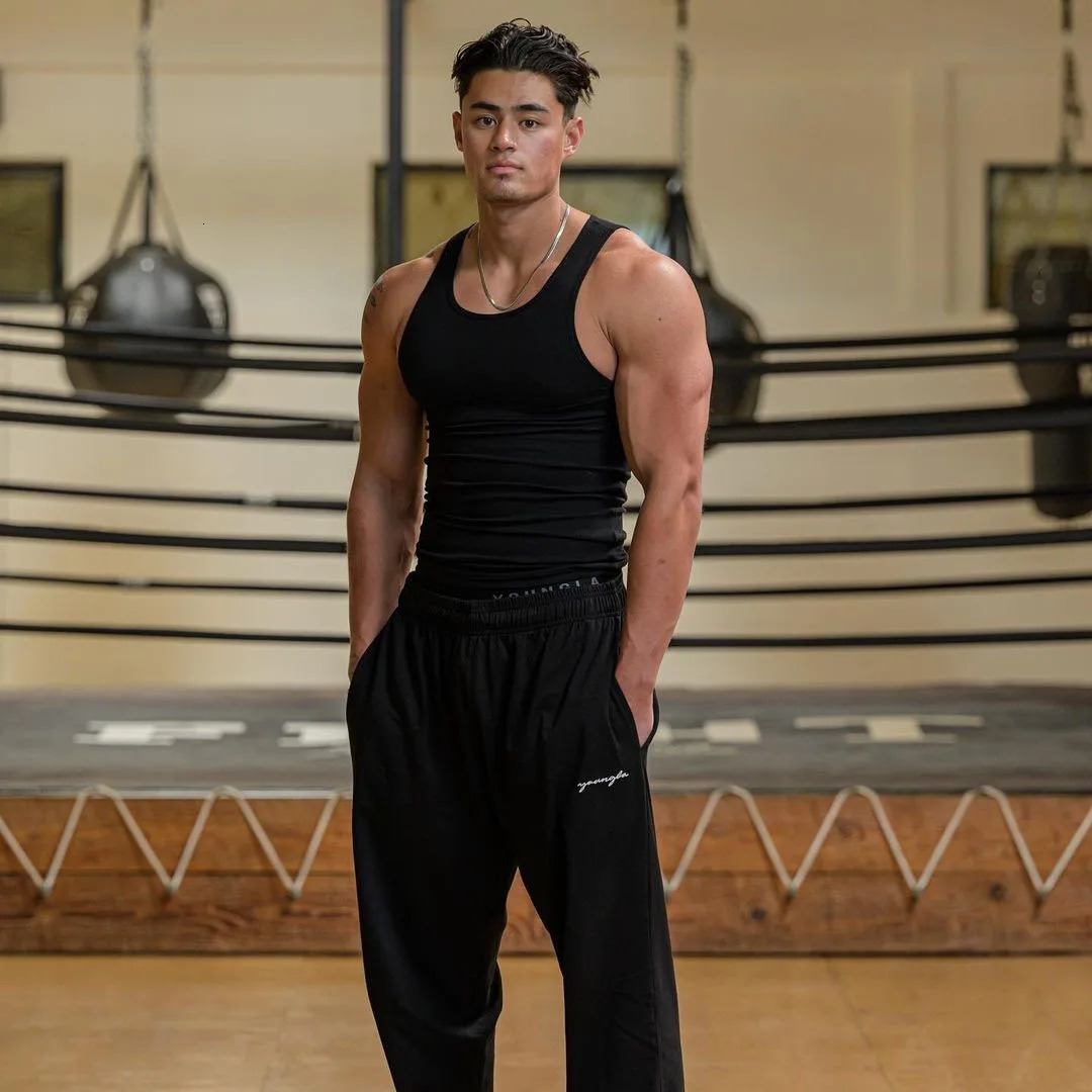 High Stretch Striped Thread American Tight Sports Vest For Men Summer Running I-shape Speed Dry Fitness Sleeveless Top 250513