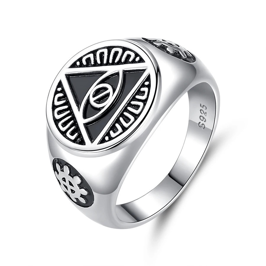 KALETINE Vintage Nordic Freemason Rings For Men 925 Sterling Silver Masonic Rings Knights Templar Jewelry Punk Biker Gothic Ring 250509