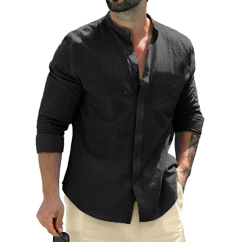 Autumn Mens Long Sleeve Shirts Cotton Business TShirts Men Breathable Solid Color Streetwear Button for White Shirt 250514