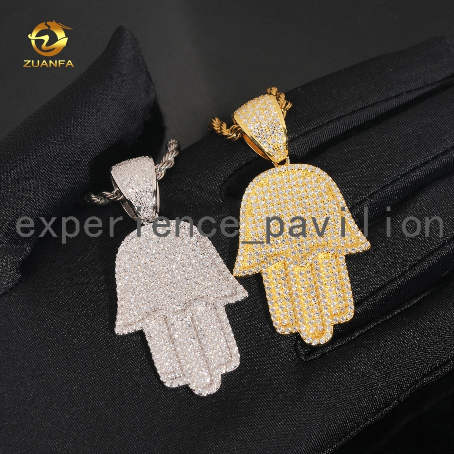 Wholesale Price Hip Hop Jewelry Charm Pendants 925 Silver Hamsa Hand Iced Out Moissanite Pendant for Men
