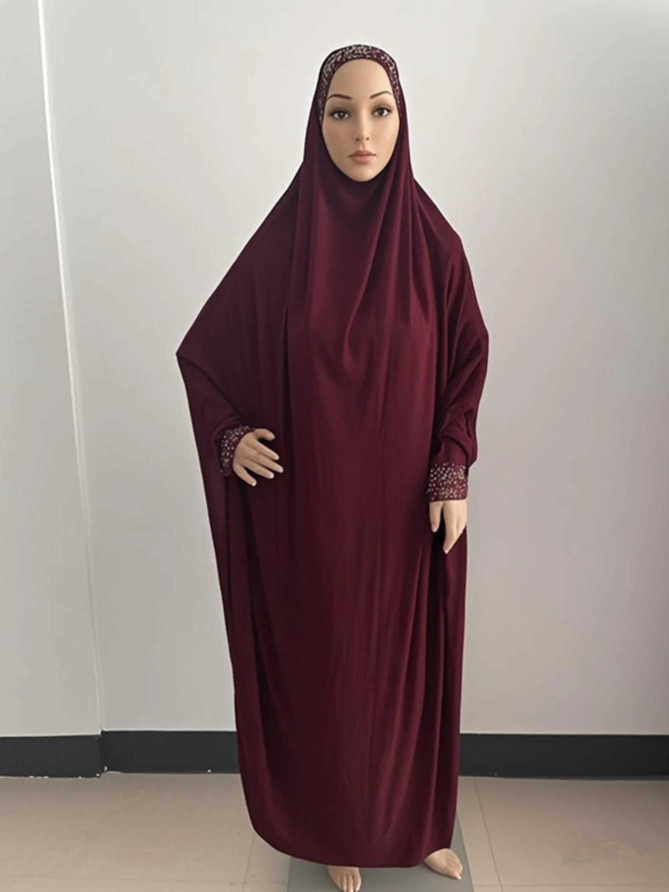 H098 Fr Size Muslim Dress Pray Khimar Kaftan Burqa Abaya Robe Hijab Middle East Clothing X250514