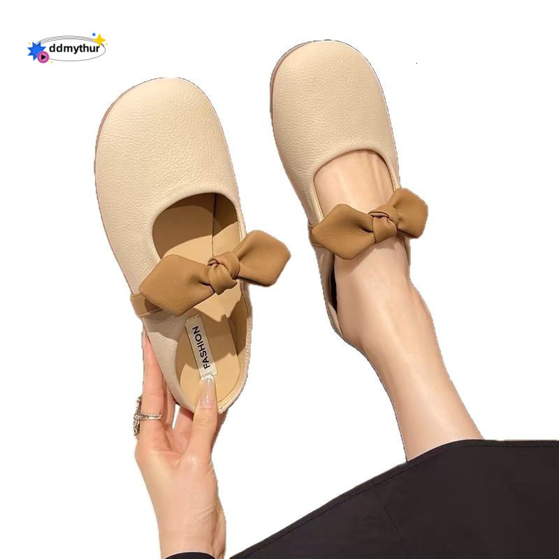 Baotou women's spring 2025 new Korean version casual bow flat footed slippers ddmythur
