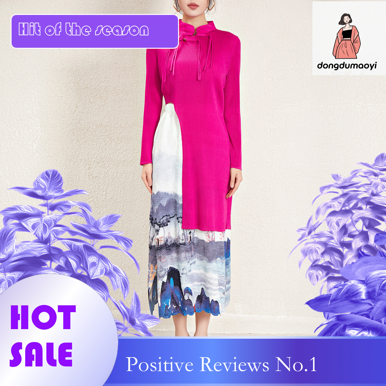 dongdumaoyi New dress spring and autumn outfit Chinese style high end temperament women s clothing summer ink wash improved cheongsam