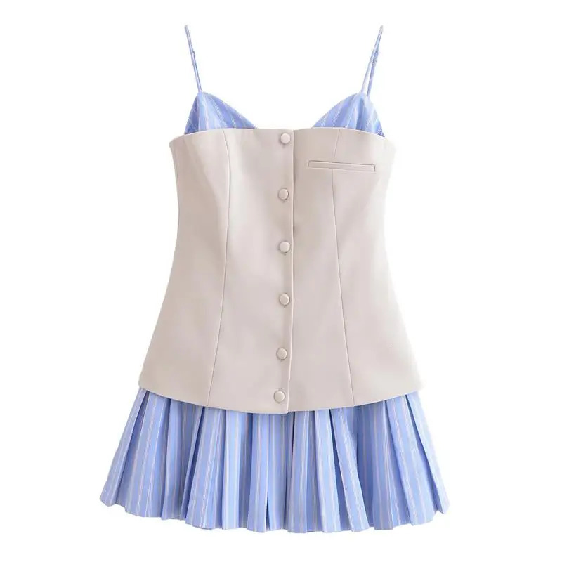 Dresses Womens Summer Chic Patchwork Tube Top Slim Mini Elegant Holiday Dress Street Fashion Youth 250514