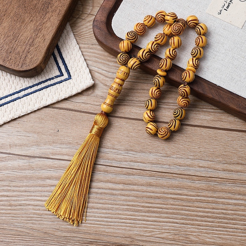 Muslim bracelet with 33 imitation tassel bodhi bracelet, new handheld prayer beads, hand twisted finger soft men's and women's styles