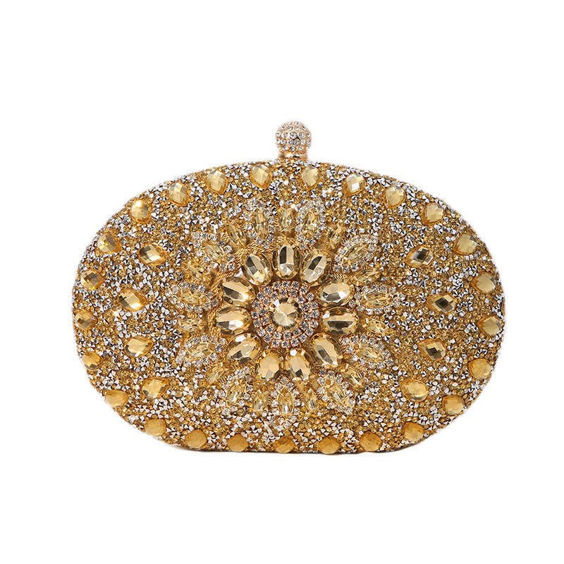 2025 European and American Alloy Flower Dia Inlaid Bag Celebrity Dress Banquet Handbag Female Temperament Versatile New Trendy Ins