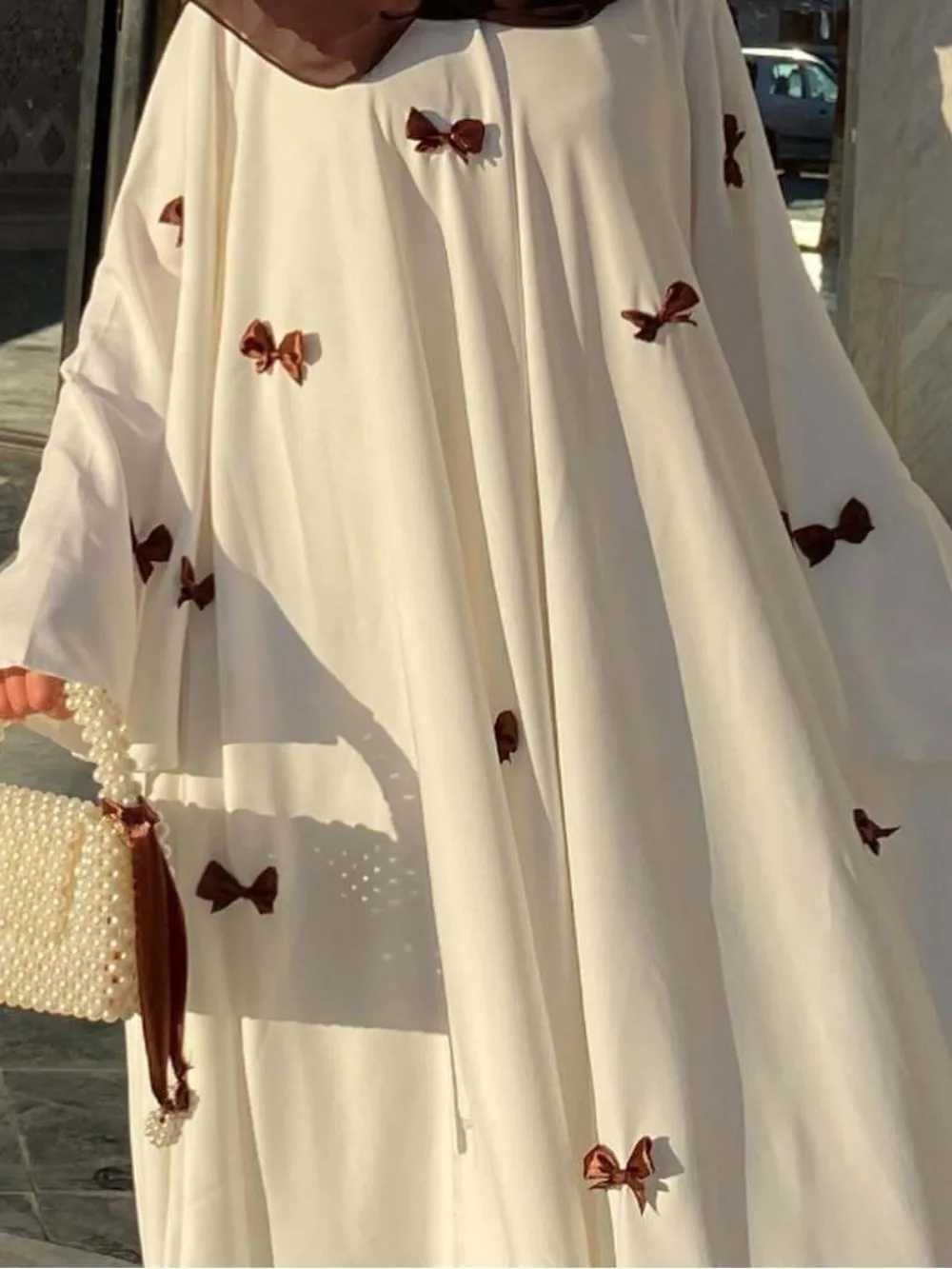 Women Dress Muslim Abaya for Eid Arab Bow Flare Slve Long Robe Jalabiya Ramadan Dubai Abayas Kaftan Vestidos Morocco Dresses X250514