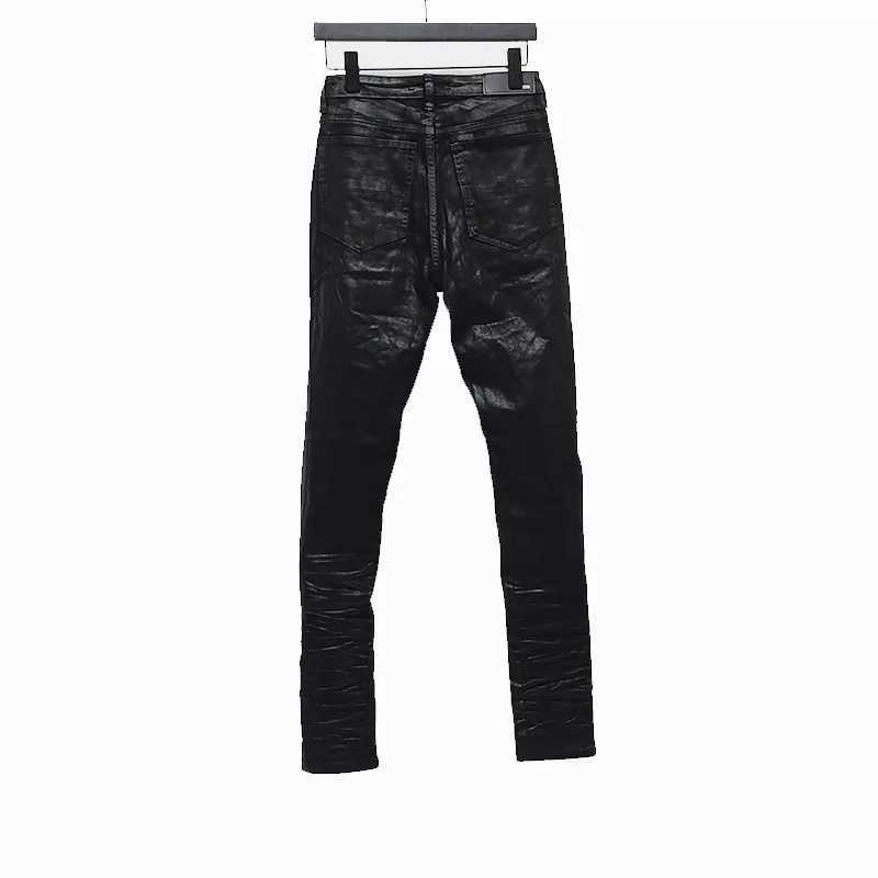 Owen Seak Mens Oil wax Jeans Cotton Denim Slim Autumn Hole Pencil Trousers Designer luxury Pants X250514