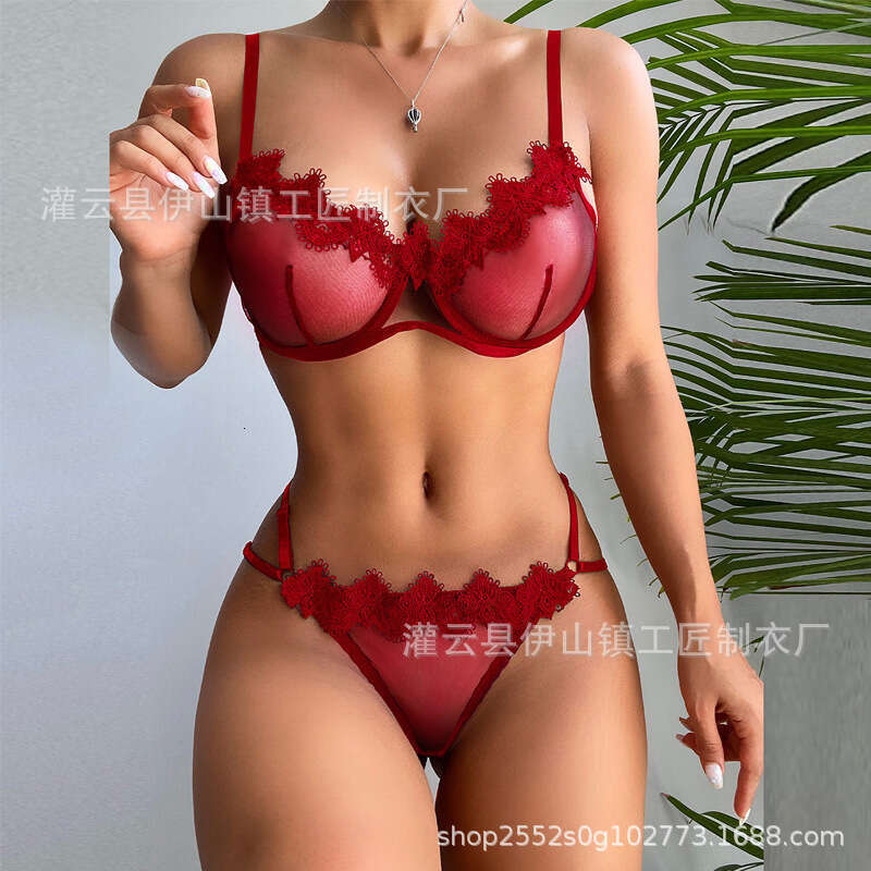Sexy Lace Lingerie Temu Steel Rim Underwear Sexy Mesh Transparent Lace Three Point Pajamas Two Women KQ