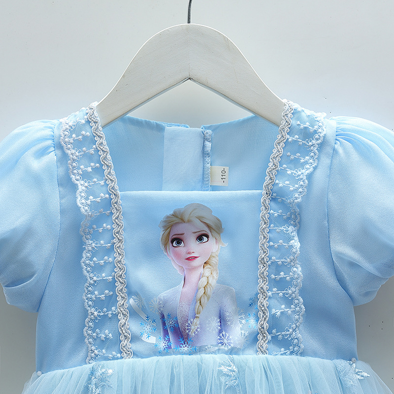 DISNEY Frozen Elsa princess kids designer clothes baby clothes girl dress summer dress baby girl net puffy dress summer outfit