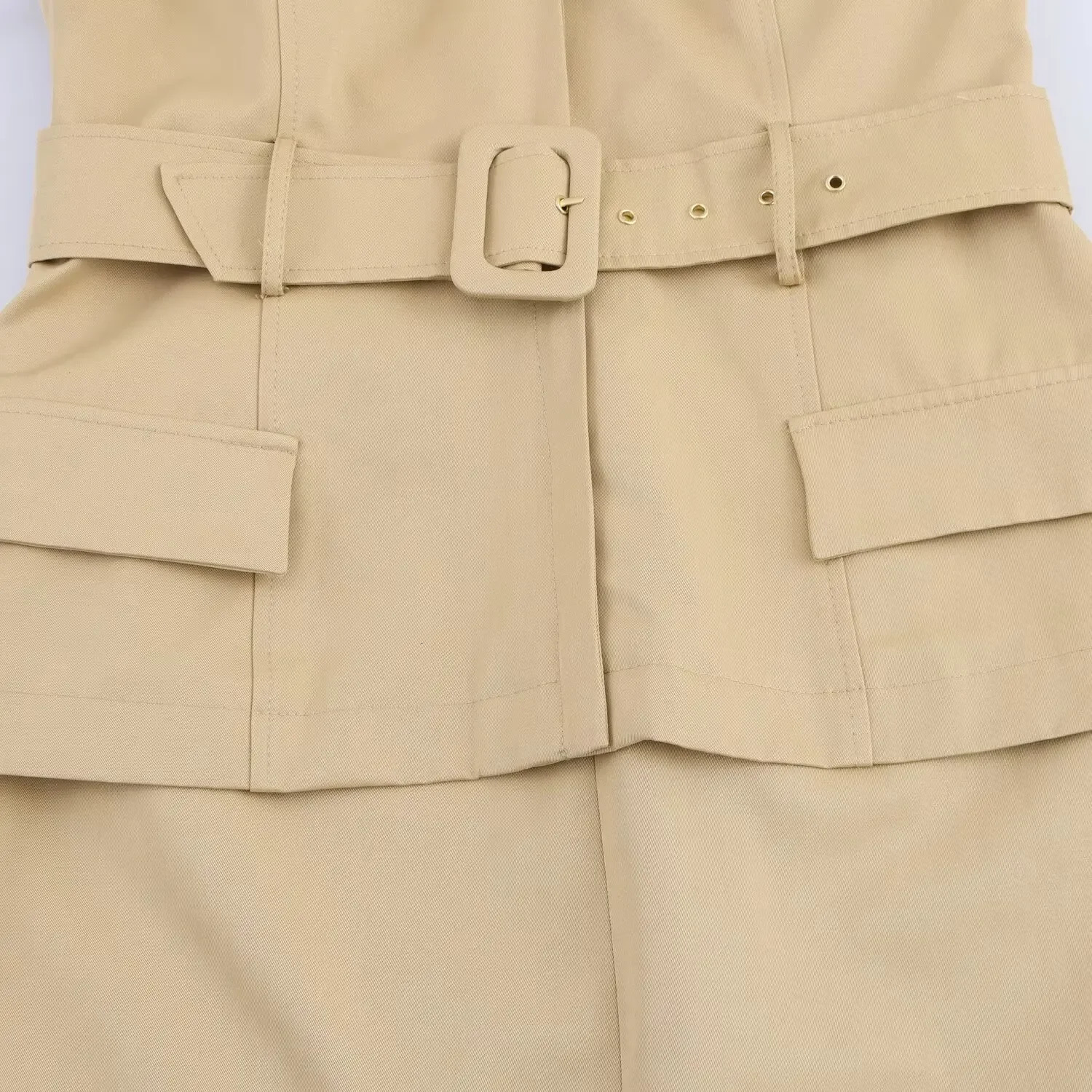 ZBZA Womens Cross Dress Vneck Sleeveless Tie Hem Slit Mid Skirt Spring and Summer Casual Solid Color Fashion Long 250514