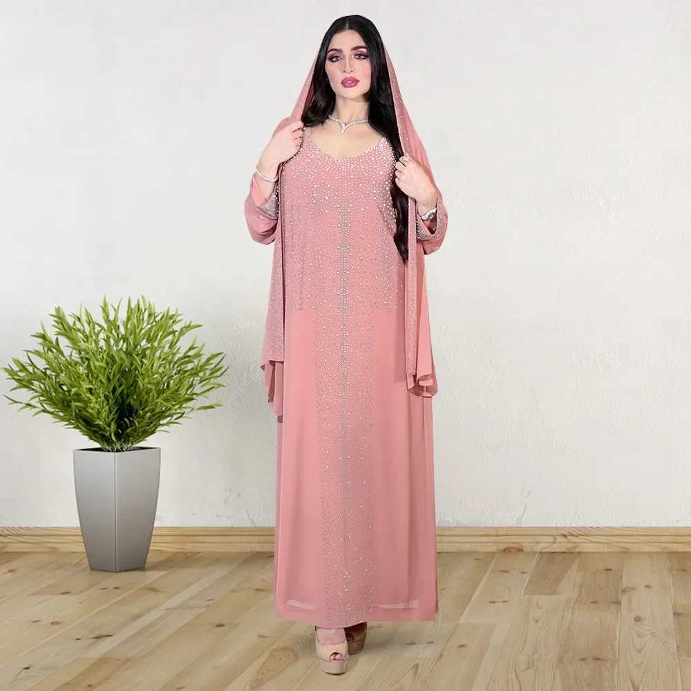Eid Party Dresses for Women Diamonds Jalabiya Muslim Abaya Dubai Turkey Kaftan Islamic Clothing Ramadan Morocco Abayas Dress New X250514