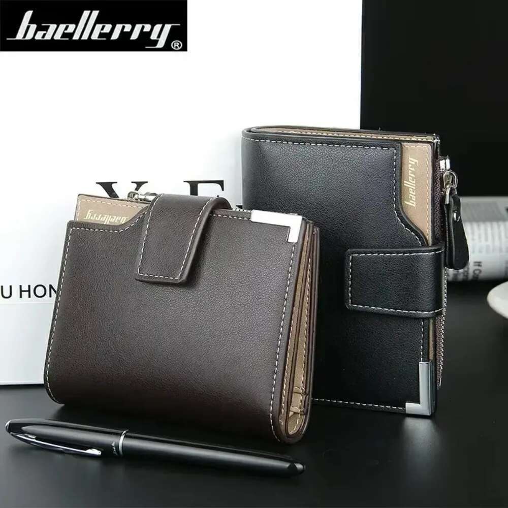 Casual Short Fashion Buckle Functional Zipper Wallet Coin Purse Multi Card Business Wallets for Men 2023