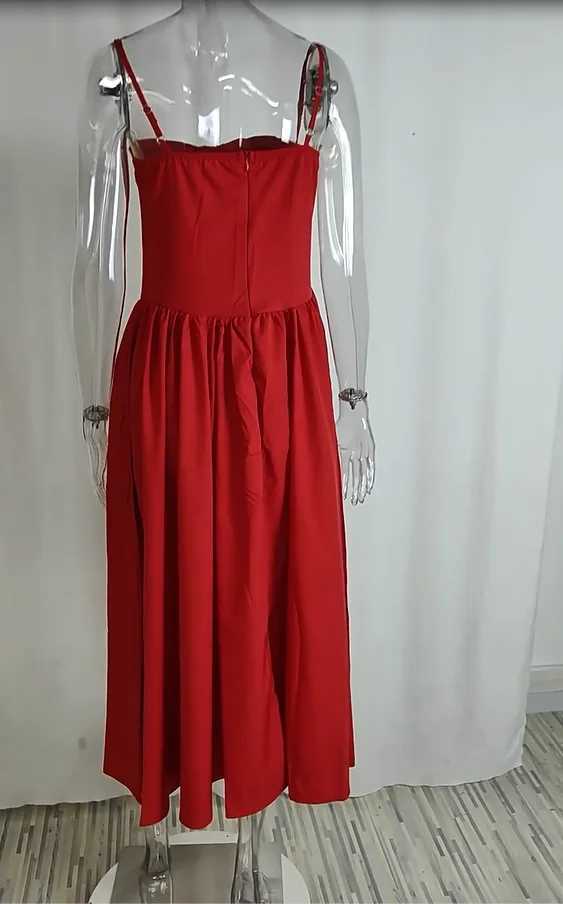 Womens Dress 2025 Spring Summer Latest Solid Color French Elegant Retro Style Dopamine Dressing Strap Maxi Dress Long SkirtXJ250514