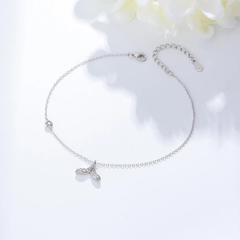 Trendy Fine Jewelry 14k Gold Plated Mermaid Tail Chain Cubic Zircon 925 Sterling Silver Mixed Charm Anklets Beach for Women 250513