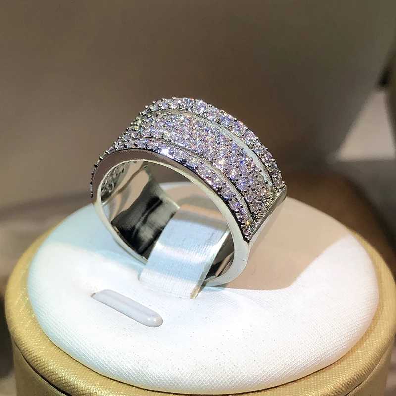 925 Sterling silver Eternity Three Rows ring Diamond cz Engagement Wedding Rings for women Men Finger Party Jewelry WholesaleXJ250514