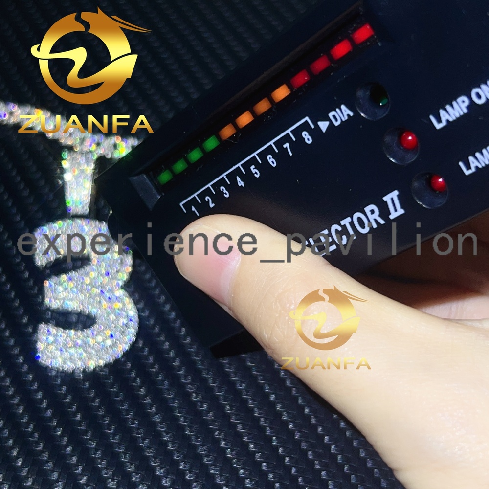 Custom Made 925 Sterling Silver Hip Hop Iced Out Vvs Moissanite Diamond Number Pendant for Men Women
