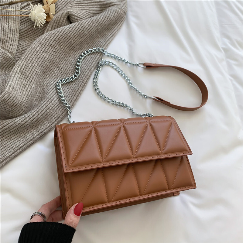 Free Delivery Designer Bag Small 2025 New Trendy Korean Version Foreign Style Lingge Chain Embroidered Thread Small Square Mini Crossbody Shoulder Lux