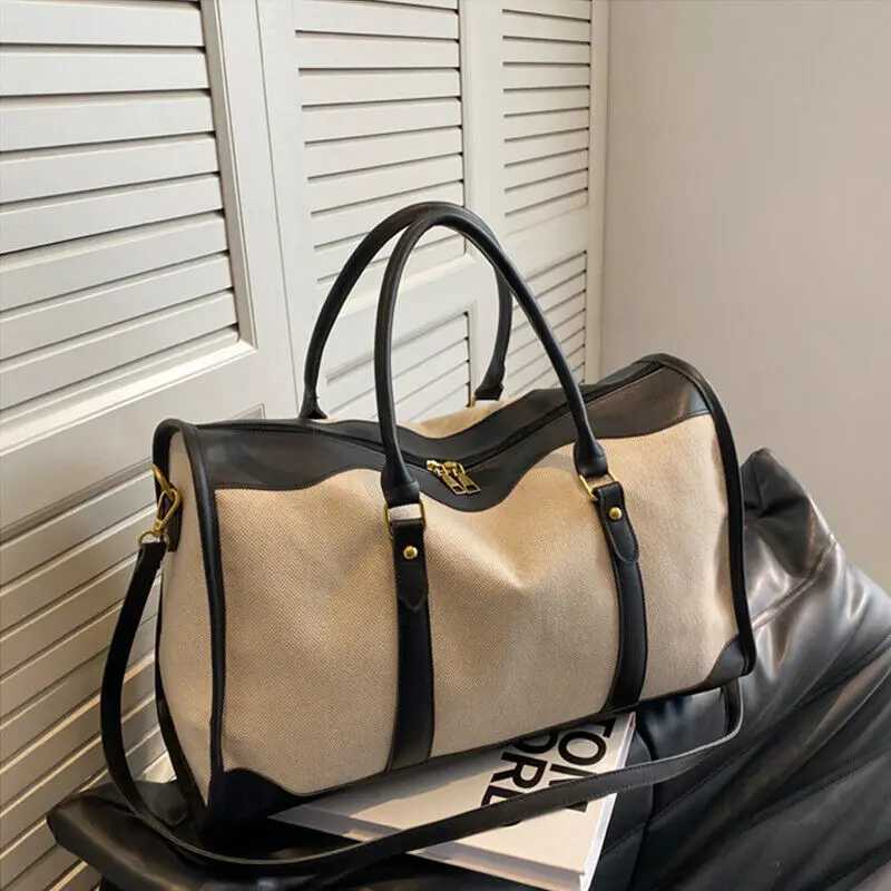ISKYBOB Wen Travel Storage Handbag Vintage Fitness Lage Bag Single Shoder Crossbody Bag Large Nyl PU Leather Bag 2024 Z250514