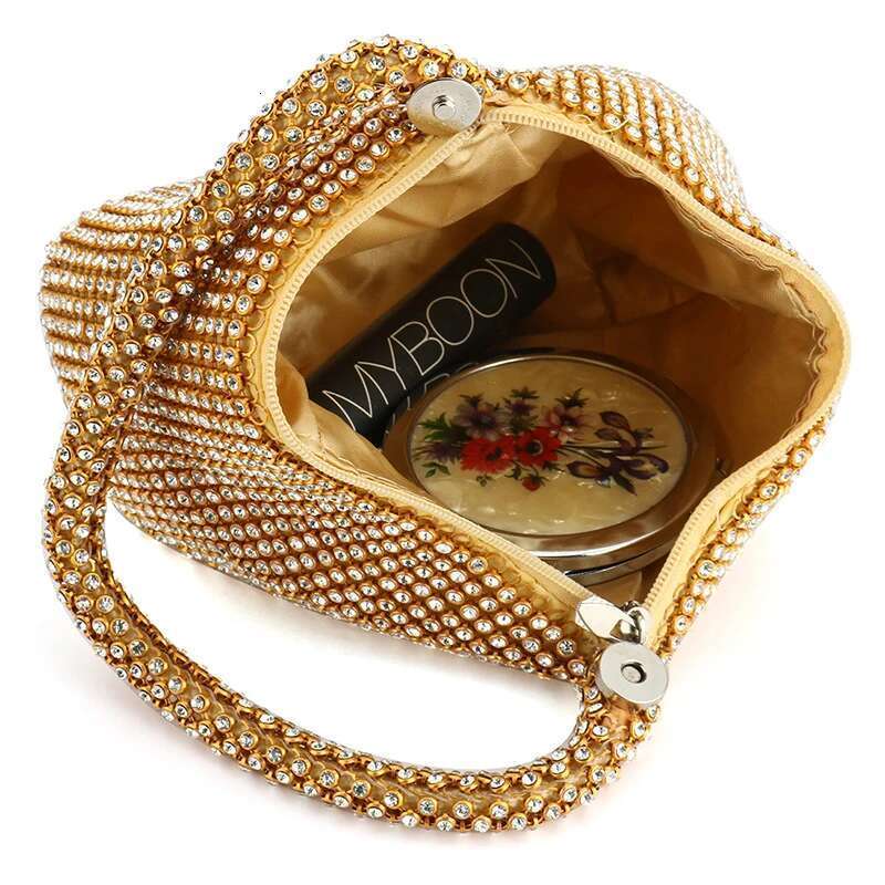 Tote Mini Rhinestone Shiny Dia Women Evening Handbag Day Clutch Zipper Pocket Money Purse Lady Wedding Bridal Bags