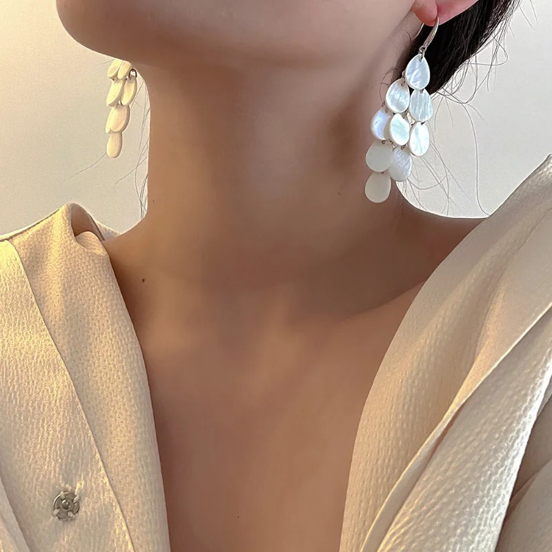 Bilandi Trendy Jewelry Multi Shell Tassel Long Dangle Earrings For Women Girl Gift Fine Ear Accessories 250513