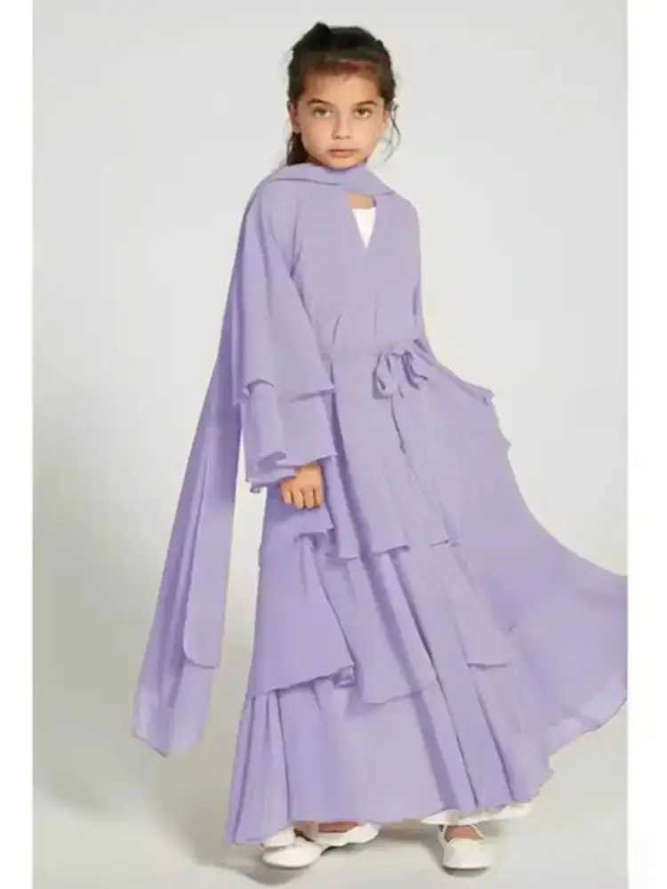 Ramadan Niqab Khimar Chiffon Kids Muslim Abaya Dubai Turkey Islam Dress Prayer Clothes For Women Ka Robe Femme Musulmane X250514