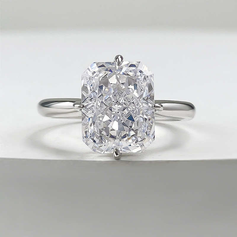 Choucong Ins Top Sell Wedding Rings Luxury Jewelry Pure 100% 925 Sterling Silver Radiant Shape White Moissanite Diamond Promise Women Engagement Band 