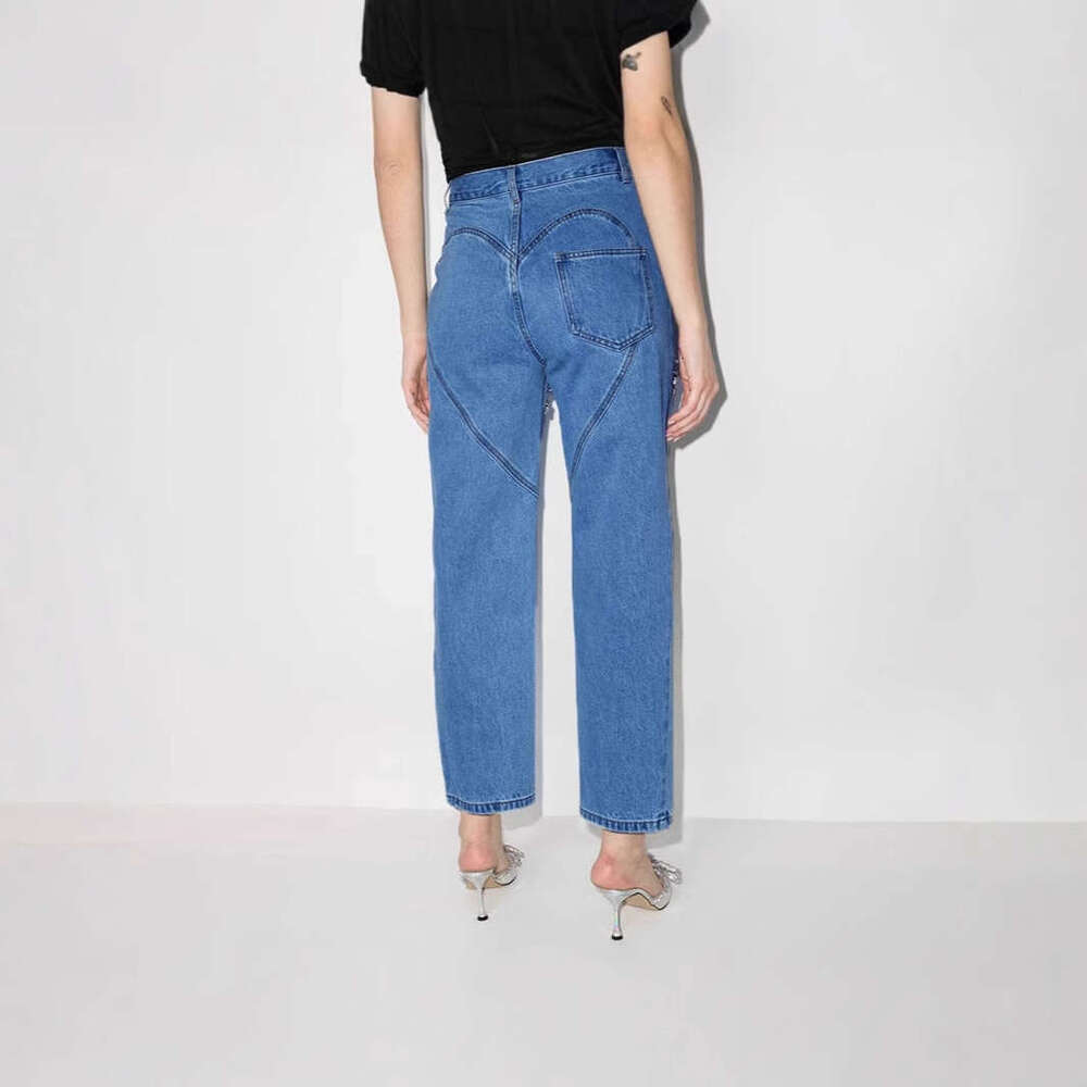 American Versatile Slimming 2025 New Spring Loose High Waist Long Straight Leg Pants Jeans for Women New Arrival Hot Style Loose Fashionable Printing