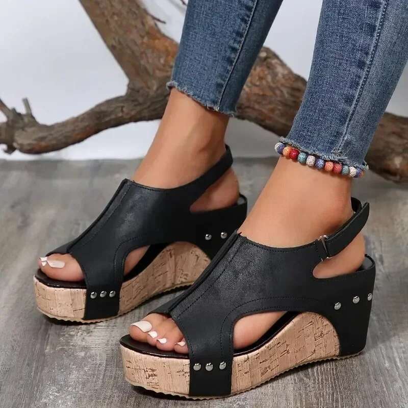 Plus Size Women's Peep Toe Platform Wedge Sandals New Fashion Dress High Heel Shoes for Women Outdoor Causal Sandalias De Mujer