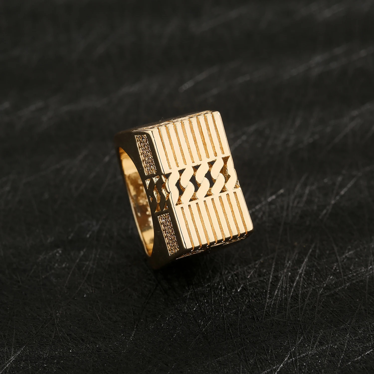 Elegant chain Cuban ring 14K brass ring party elegant mens ring 7/8/9 punk ring 250509