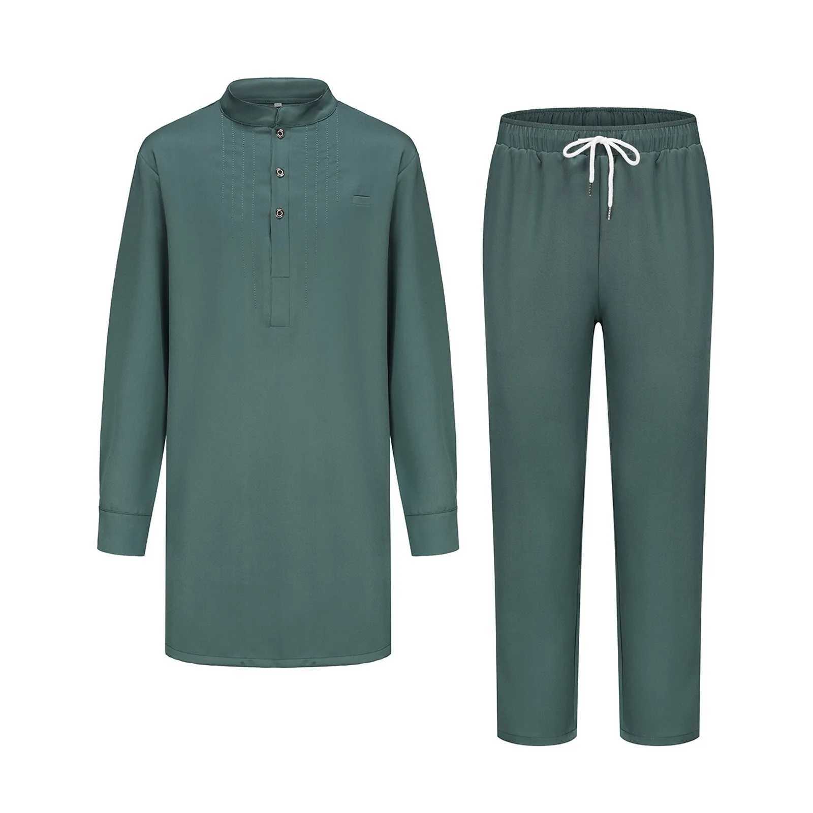 MenS Fashion Muslim Long Sleeve Embroidered Simple Suit Kameez Dubai Muslim ManS Clothing Abaya Arabic Jubba Qamis Islam Thobe X250514