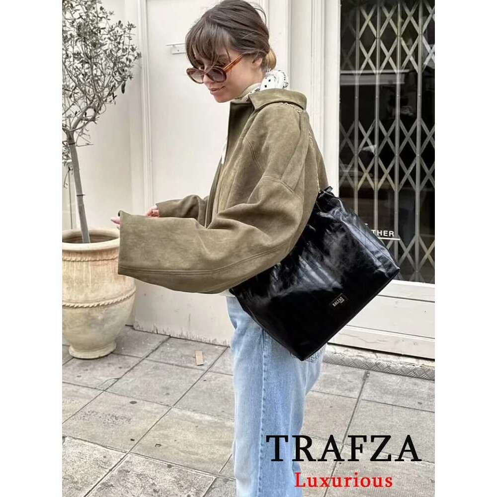 TRAFZA Casual Soft Bomber Jackets Women Long Lantern Sleeve Oversized Spring Summer Coats Fashion 2025 Streetwear Zipper Outwear Designer Designer